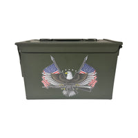 30 Cal, 50 Cal or Fat 50 Cal Ammo Cans Used with UV Printed "Eagle and Flag" - ATOM Promotions