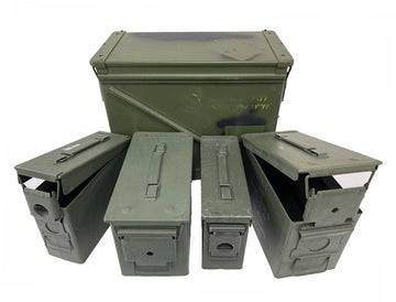 Ammo Can "5 - Can Combo Pack" Used - (2) 30 Cal, (2) 50 Cal, and (1) 30mm 592 M92 - ATOM Promotions