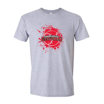 Direct To Film (DTF) Printed "RUSSELLVILLE CYCLONES SPORTS" Sport Grey T Shirts - ATOM Promotions