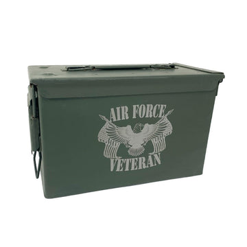 Laser Engraved - AIR FORCE - Used Grade 1 Ammo Cans with or w/o Lock Kit - Choose from 30cal, 50 Cal or FAT 50 Cal - ATOM Promotions