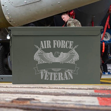 Laser Engraved - AIR FORCE - Veteran Used Grade 1 Ammo Cans - 30 Cal, 50 Cal or Fat 50 - ATOM Promotions