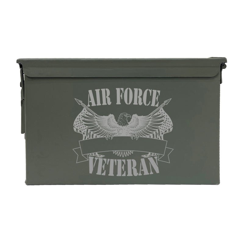 Laser Engraved - AIR FORCE - Veteran Used Grade 1 Ammo Cans - 30 Cal, 50 Cal or Fat 50 - ATOM Promotions