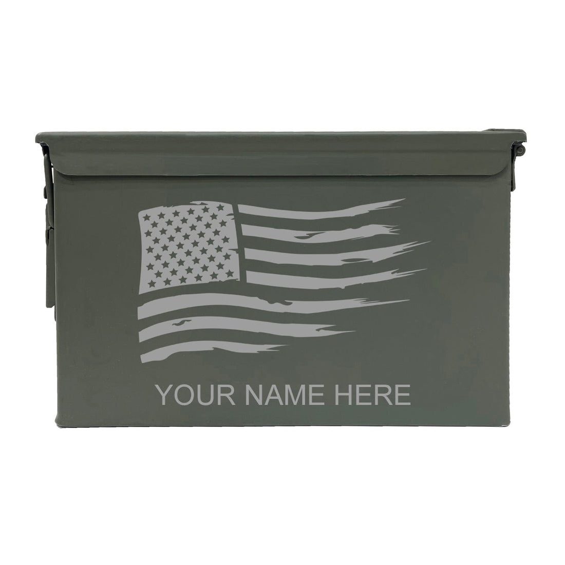 Laser Engraved - AMERICAN FLAG - Used Grade 1 Ammo Cans - 30 Cal, 50 Cal or Fat 50 - ATOM Promotions