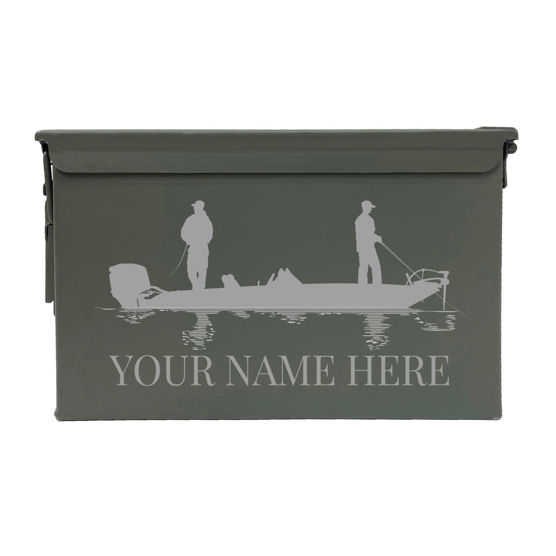 Laser Engraved - BASS BOAT - Used Grade 1 Ammo Cans - 30 Cal, 50 Cal or Fat 50 - ATOM Promotions