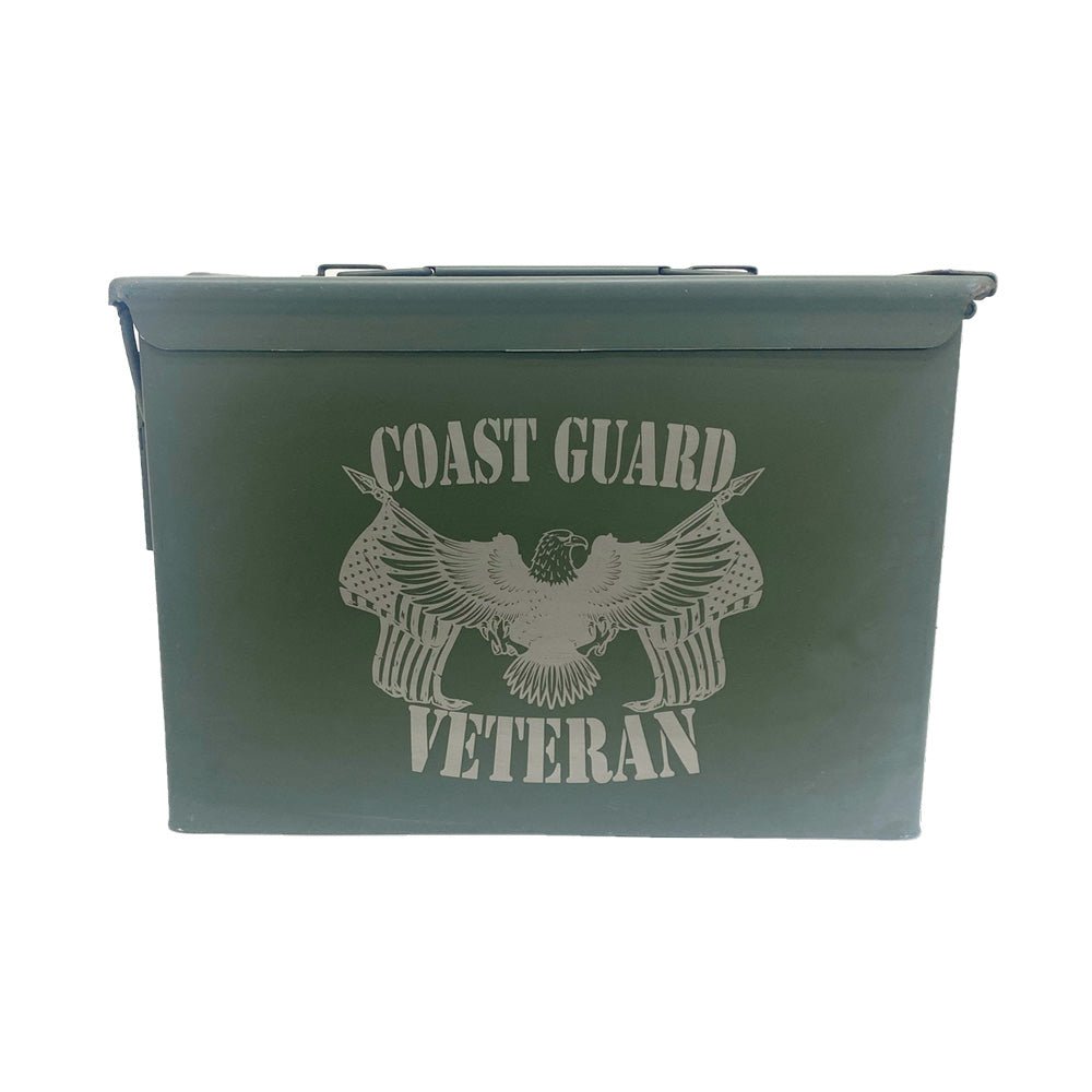 Laser Engraved - COAST GUARD - Used Grade 1 Ammo Cans with or w/o Lock Kit - Choose from 30cal, 50 Cal or FAT 50 Cal - ATOM Promotions