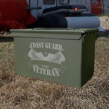 Laser Engraved - COAST GUARD - Veteran Used Grade 1 Ammo Cans - 30 Cal, 50 Cal or Fat 50 - ATOM Promotions