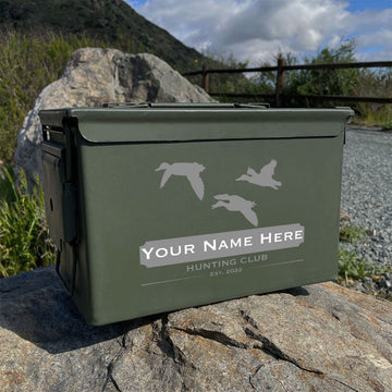 Laser Engraved - DUCK HUNTING CLUB - Used Grade 1 Ammo Cans - 30 Cal, 50 Cal or Fat 50 - ATOM Promotions