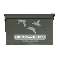 Laser Engraved - DUCK HUNTING CLUB - Used Grade 1 Ammo Cans - 30 Cal, 50 Cal or Fat 50 - ATOM Promotions
