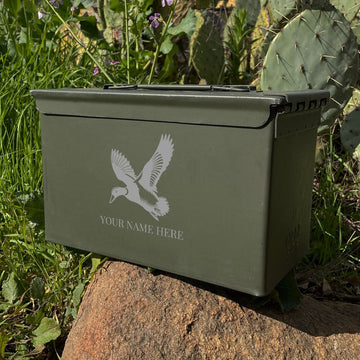 Laser Engraved - DUCK - Used Grade 1 Ammo Cans - 30 Cal, 50 Cal or Fat 50 - ATOM Promotions