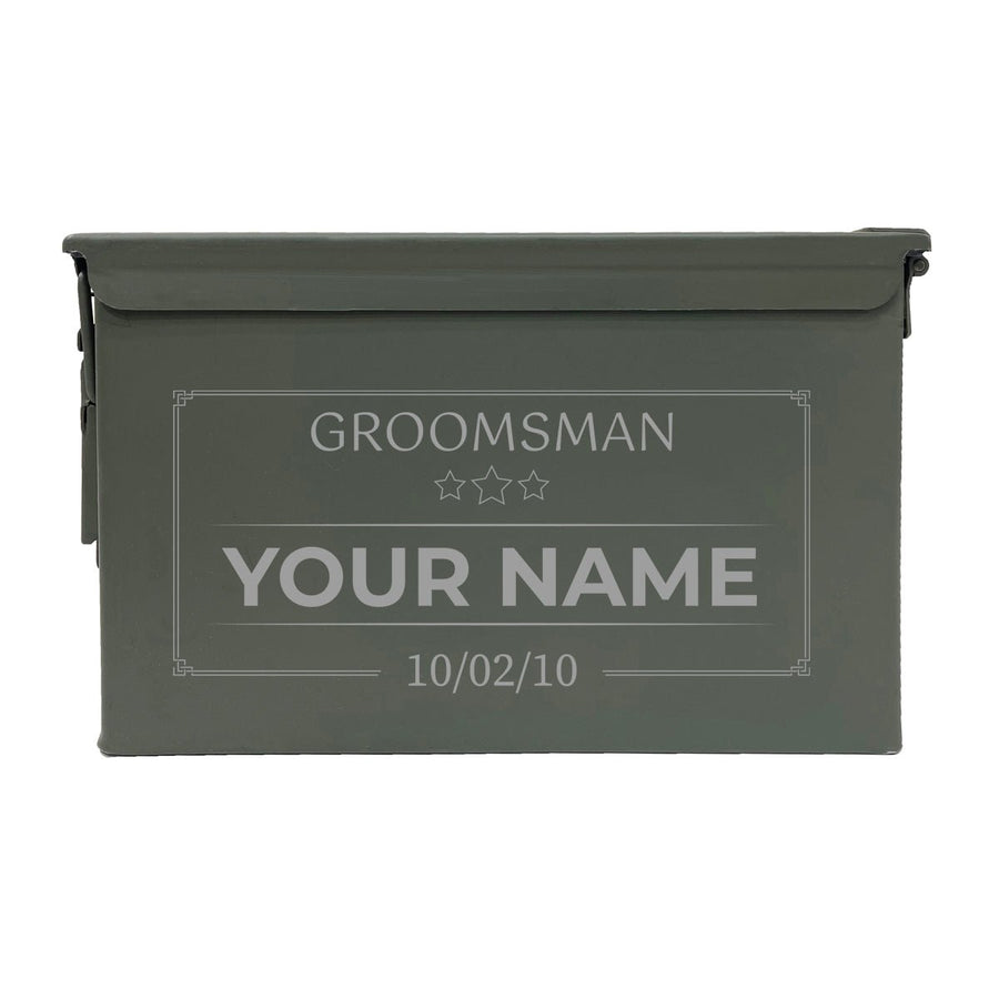 Laser Engraved - GROOMSMAN STARS - Used Grade 1 Ammo Cans - 30 Cal, 50 Cal or Fat 50 - ATOM Promotions