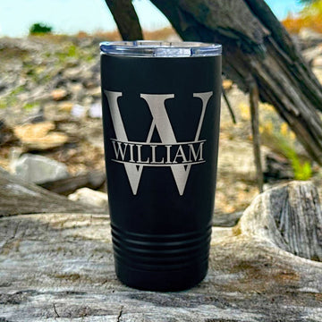 Laser Engraved - INITIAL AND NAME - 20 oz. Tumbler - 17 Colors! - ATOM Promotions