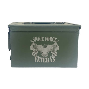 Laser Engraved - SPACE FORCE - Used Grade 1 Ammo Cans with or w/o Lock Kit - Choose from 30cal, 50 Cal or FAT 50 Cal - ATOM Promotions