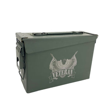 Laser Engraved - VETERAN - Used Grade 1 Ammo Cans with or w/o Lock Kit - Choose from 30cal, 50 Cal or FAT 50 Cal - ATOM Promotions