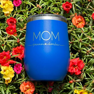 Personalized Laser Engraved - MOM & KIDS [NAMES] - 12 oz. Tumbler - 17 Colors! - ATOM Promotions