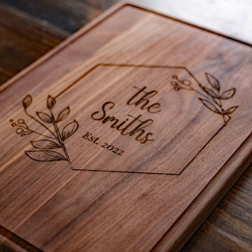 Personalized Laser Engraved Walnut Cutting Board with Drip Edge - ATOM Promotions