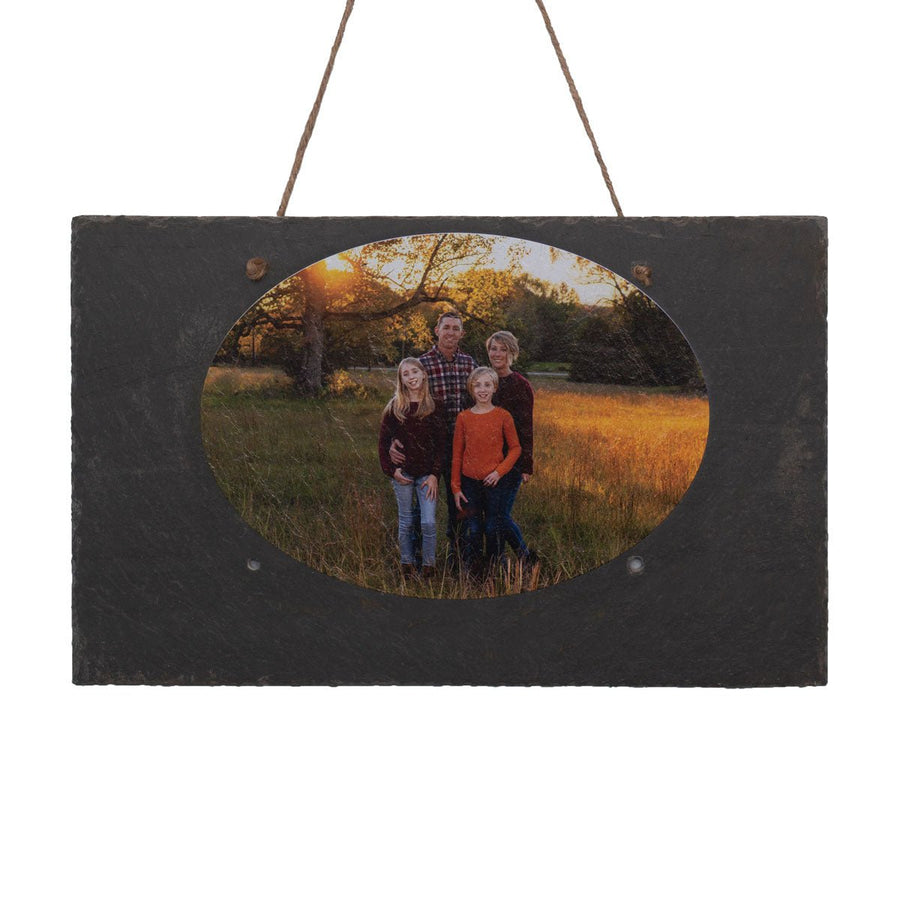 UV Printed Image (Landscape Format) and Text on 9.75"x15.75" Beautiful Charcoal Slate 
