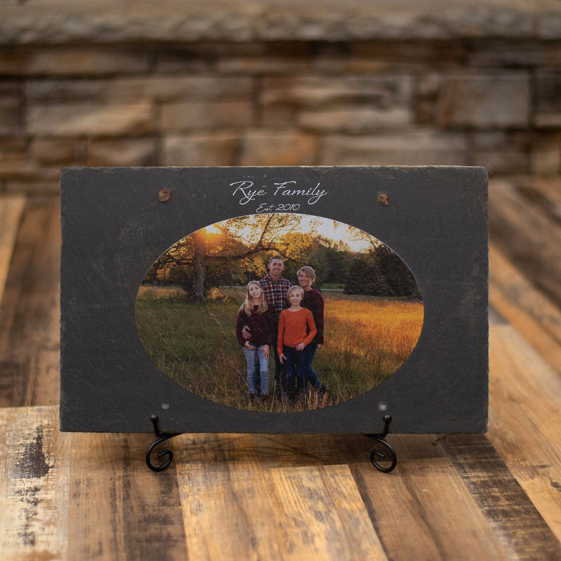 Personalized UV Printed Image (Landscape Format) and Text on 9.75"x15.75" Beautiful Charcoal Slate 