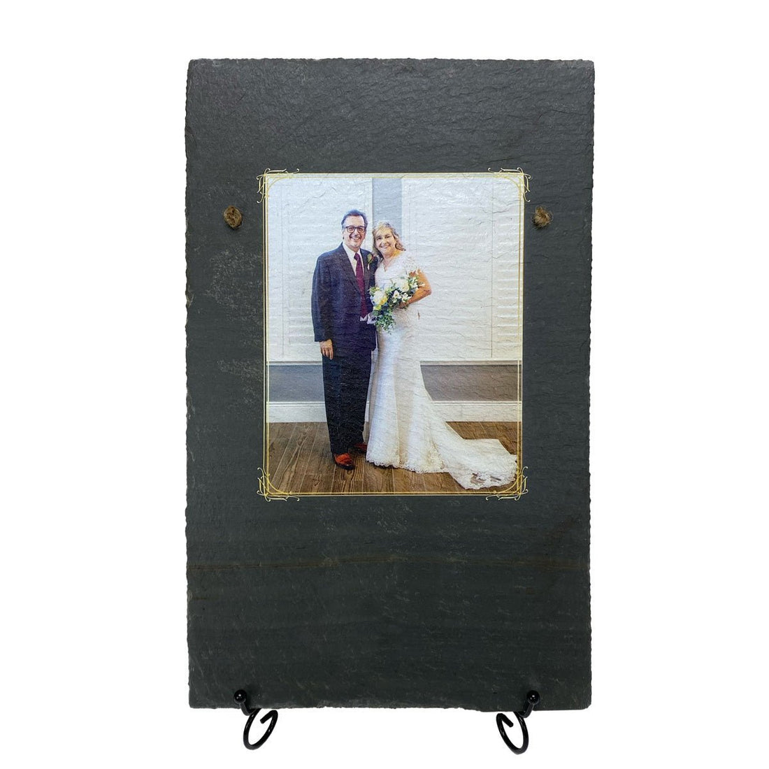 Printed Image (Portrait Format) and Text on 9.75"x15.75" Beautiful Charcoal Slate 