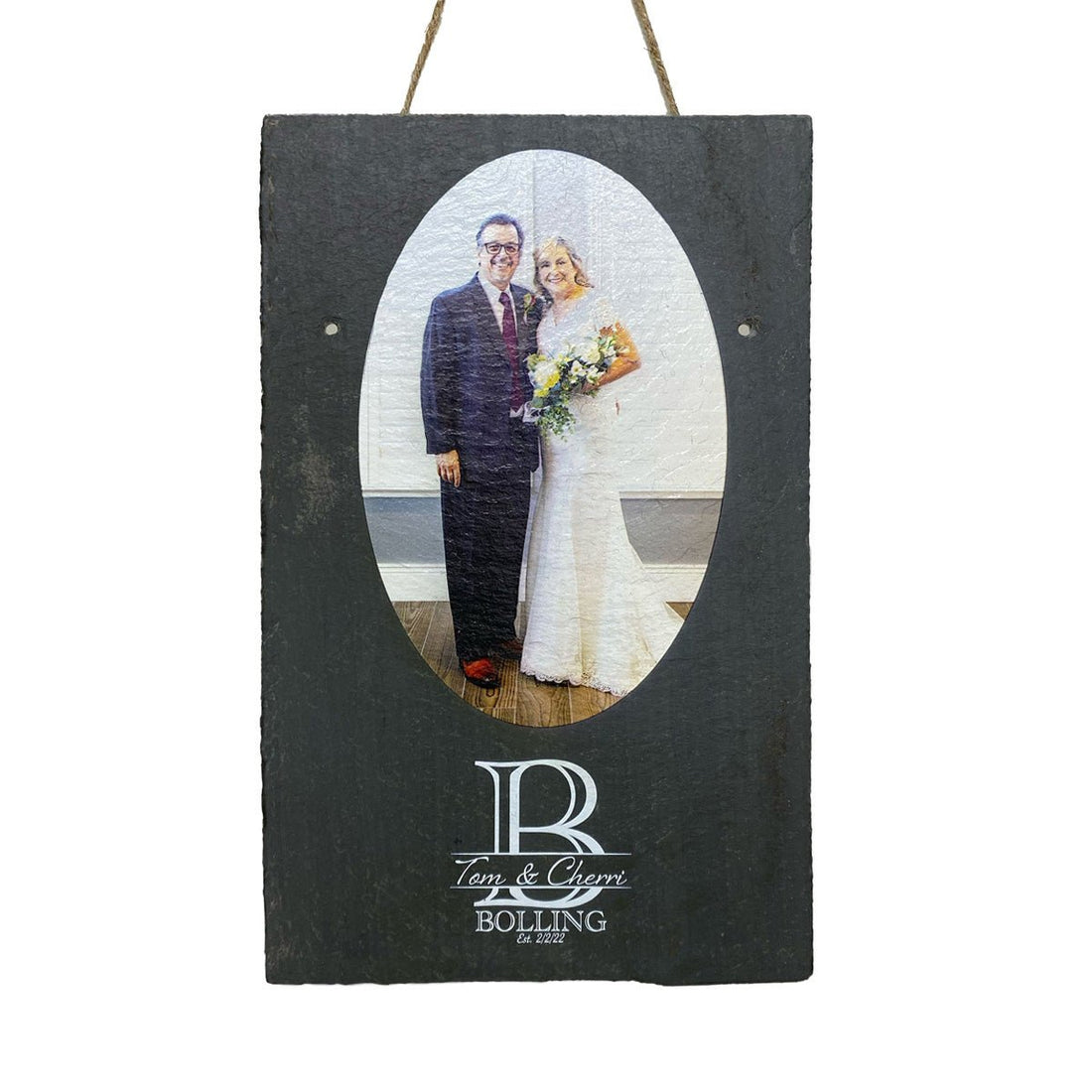 UV Printed Image (Portrait Format) and Text on 9.75"x15.75" Beautiful Charcoal Slate