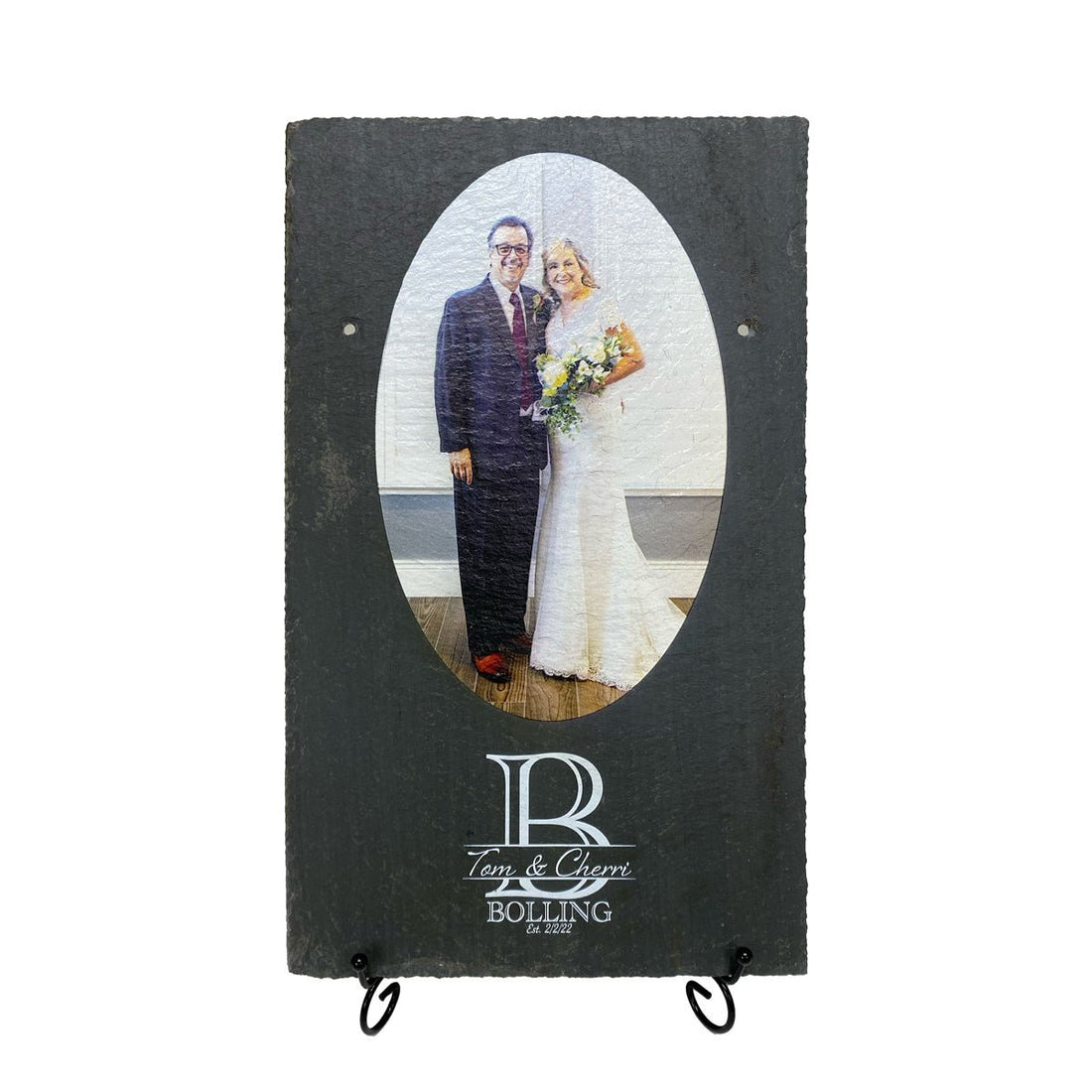 Personalized UV Printed Image (Portrait Format) and Text on Beautiful Charcoal Slate