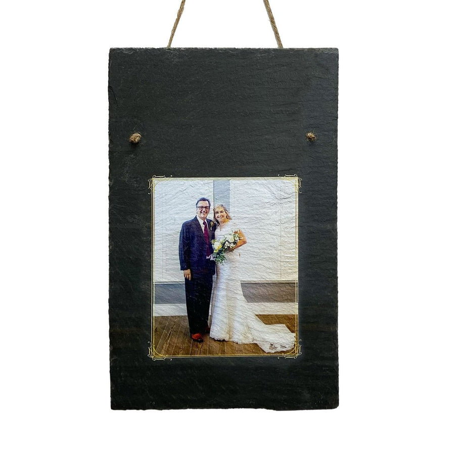 Personalized UV Printed Image (Portrait Format) and Text on 9.75"x15.75" Charcoal Slate