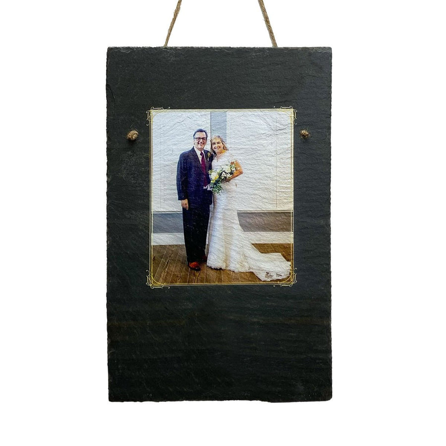UV Printed (Portrait Format) and Text on Beautiful Charcoal Slate - With or Without Stand
