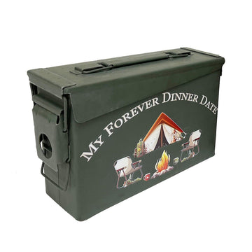 UV Printed Ammo Cans - Used Grade 1 30 Cal, 50 Cal or Fat 50 Cal - MY FOR EVER DINNER DATE - ATOM Promotions